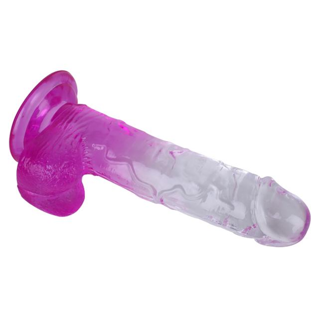 8.27'' Clear-to-Magenta Crystal Realistic Dildo with Suction Cup