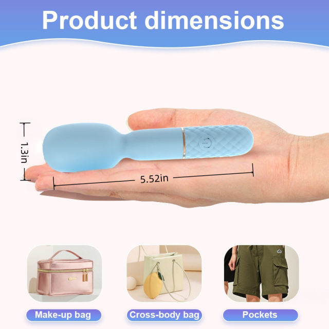 5.52'' Blue Silicone Mini Wand Vibrator