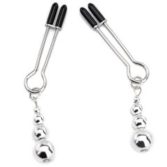 3.94'' Silver Metal Nipple Clamps with Weighted Beads – Adjustable Pressure, Stainless Design, Pair