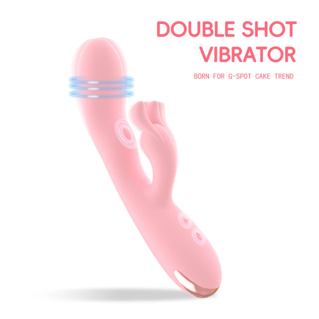 8.47'' Pink Dual-Action Rabbit Vibrator – 10 Modes, Clitoral Spanking Arm, Rechargeable, Waterproof