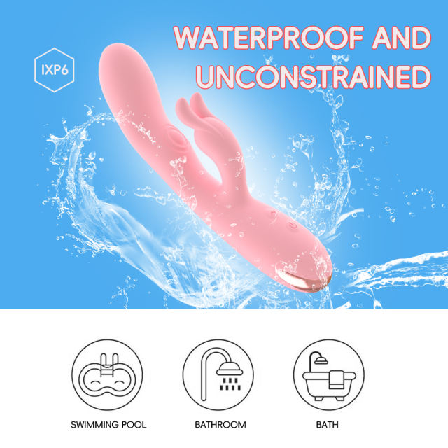 8.47'' Pink Dual-Action Rabbit Vibrator – 10 Modes, Clitoral Spanking Arm, Rechargeable, Waterproof