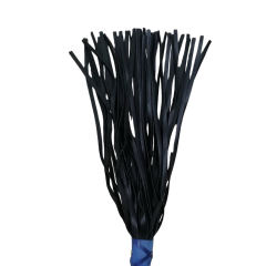 15.76'' Black + Blue PU Whip – Soft Flogger with Textured Handle, Chain Strap, Lightweight Design