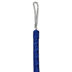 15.76'' Black + Blue PU Whip – Soft Flogger with Textured Handle, Chain Strap, Lightweight Design