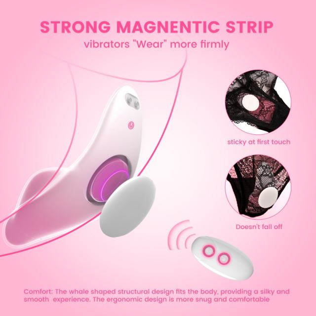 4.57'' Pink Magnetic Wearable Silicone Vibrator with Remote – 10 Modes, USB Rechargeable, Waterproof