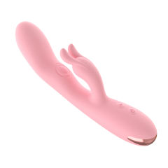 8.47'' Pink Dual-Action Rabbit Vibrator – 10 Modes, Clitoral Spanking Arm, Rechargeable, Waterproof