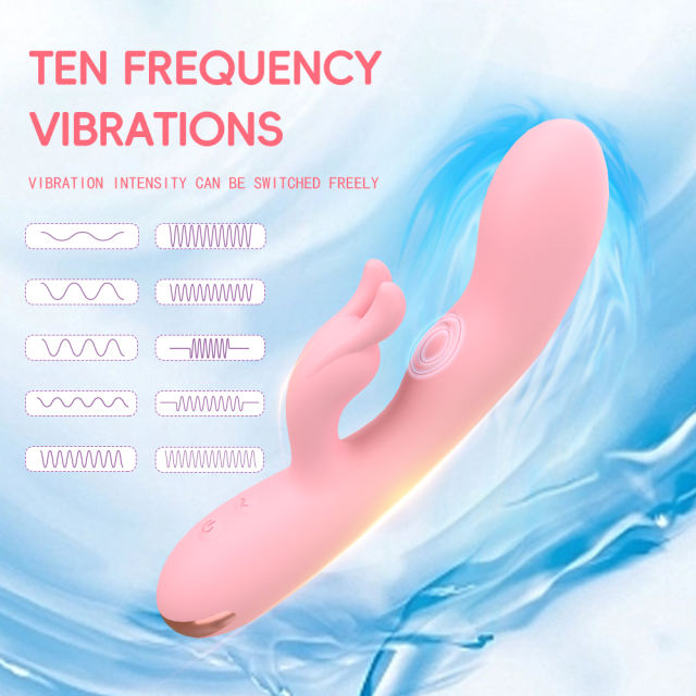 8.47'' Pink Dual-Action Rabbit Vibrator – 10 Modes, Clitoral Spanking Arm, Rechargeable, Waterproof