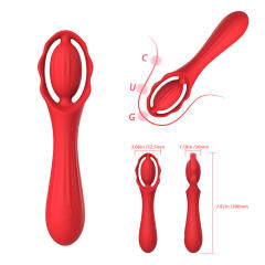 7.88'' Red Rechargeable Waterproo Silicone G-Spot & Clitoral Vibrator – 9-Speed and Dual-Stimulation Design