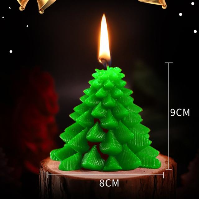 2.96'' Green Christmas Tree Soy Wax Candle – Festive Holiday Décor, Gift-Boxed
