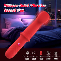 5.71'' Red Rechargeable Waterproof Silicone Vibrator – 9-Speed and Textured Handle Design