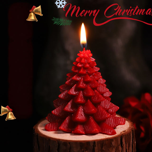 2.96'' Red Christmas Tree Soy Wax Candle – Festive Tree Design, Gift-Boxed