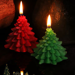 2.96'' Red Christmas Tree Soy Wax Candle – Festive Tree Design, Gift-Boxed