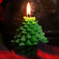 2.96'' Green Christmas Tree Soy Wax Candle – Festive Holiday Décor, Gift-Boxed