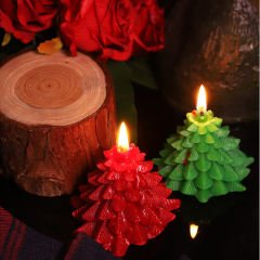 2.96'' Green Christmas Tree Soy Wax Candle – Festive Holiday Décor, Gift-Boxed