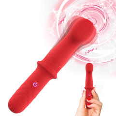 5.71'' Red Rechargeable Waterproof Silicone Vibrator – 9-Speed and Textured Handle Design