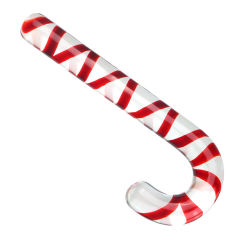 6.30'' Red & Clear Candy Cane Glass Dildo – Curved Design, Hand-Blown Borosilicate Glass, Display Box
