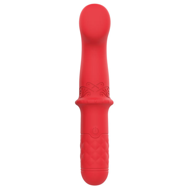 5.71'' Red Rechargeable Waterproof Silicone Vibrator – 9-Speed and Textured Handle Design