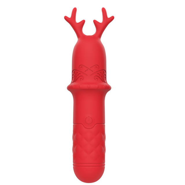 4.73'' Red Reindeer Rechargeable Waterproof Silicone Vibrator – 9-Speed and Holiday Gift Edition