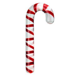 6.30'' Red & Clear Candy Cane Glass Dildo – Curved Design, Hand-Blown Borosilicate Glass, Display Box