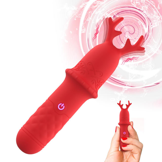 4.73'' Red Reindeer Rechargeable Waterproof Silicone Vibrator – 9-Speed and Holiday Gift Edition