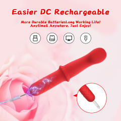 5.71'' Red Rechargeable Waterproof Silicone Vibrator – 9-Speed and Textured Handle Design