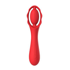 7.88'' Red Rechargeable Waterproo Silicone G-Spot & Clitoral Vibrator – 9-Speed and Dual-Stimulation Design