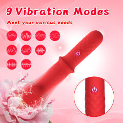 5.71'' Red Rechargeable Waterproof Silicone Vibrator – 9-Speed and Textured Handle Design