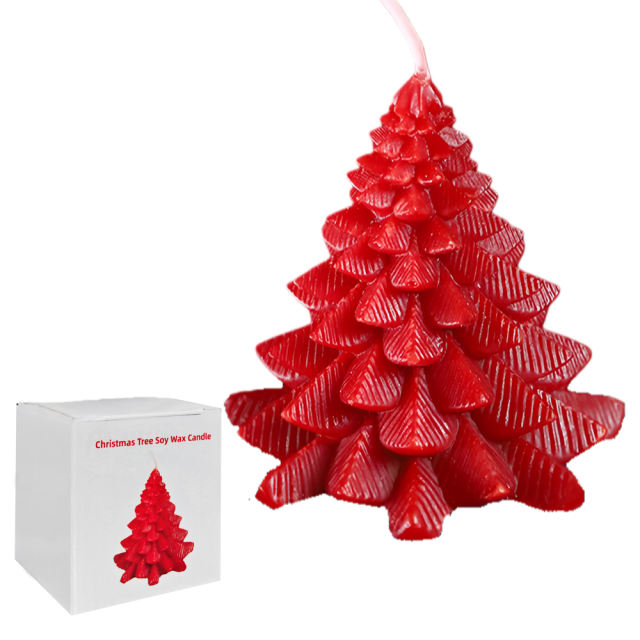 2.96'' Red Christmas Tree Soy Wax Candle – Festive Tree Design, Gift-Boxed