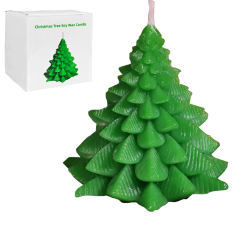 2.96'' Green Christmas Tree Soy Wax Candle – Festive Holiday Décor, Gift-Boxed