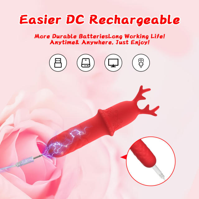 4.73'' Red Reindeer Rechargeable Waterproof Silicone Vibrator – 9-Speed and Holiday Gift Edition