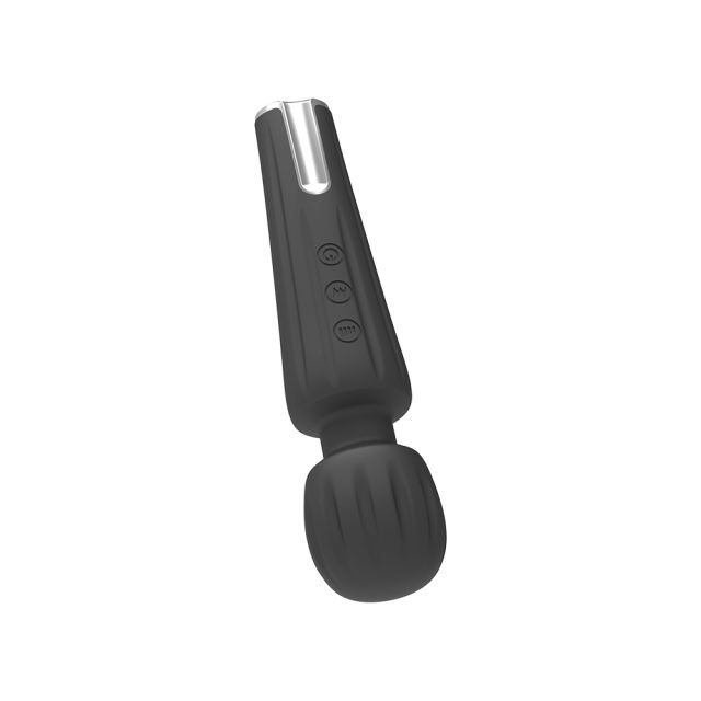 6.5'' Black Rechargeable Waterproof Silicone Mini Wand Massager – 20-Speed and Compact Design