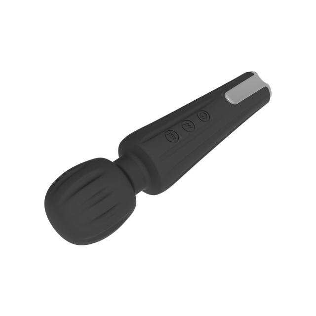 6.5'' Black Rechargeable Waterproof Silicone Mini Wand Massager – 20-Speed and Compact Design