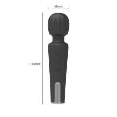 6.5'' Black Rechargeable Waterproof Silicone Mini Wand Massager – 20-Speed and Compact Design