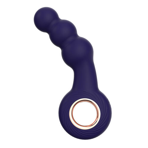 5.91'' Dark Purple Rechargeable Waterproof Silicone Beaded Anal Vibrator – 12-Speed and Ergonomic Finger Ring Handle