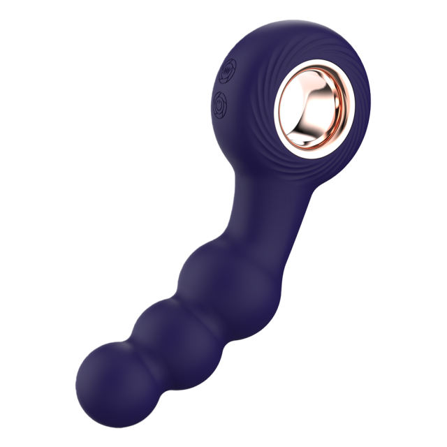 5.91'' Dark Purple Rechargeable Waterproof Silicone Beaded Anal Vibrator – 12-Speed and Ergonomic Finger Ring Handle