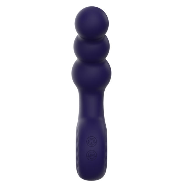 5.91'' Dark Purple Rechargeable Waterproof Silicone Beaded Anal Vibrator – 12-Speed and Ergonomic Finger Ring Handle
