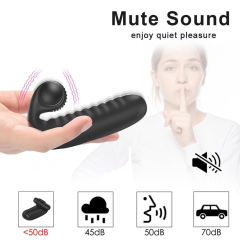 3.82'' Black Rechargeable Waterproof Silicone Finger Sleeve Vibrator – 10-Speed and Textured Design