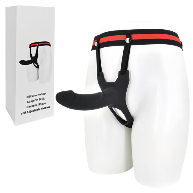 6.70'' Black Silicone Hollow Strap-On Dildo – Realistic Shape and Adjustable Harness