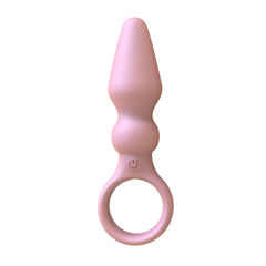 4.93'' Pink Rechargeable Waterproof Silicone Vibrating Butt Plug – 10-Speed with Finger-Ring Handle Design