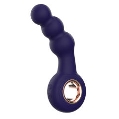 5.91'' Dark Purple Rechargeable Waterproof Silicone Beaded Anal Vibrator – 12-Speed and Ergonomic Finger Ring Handle