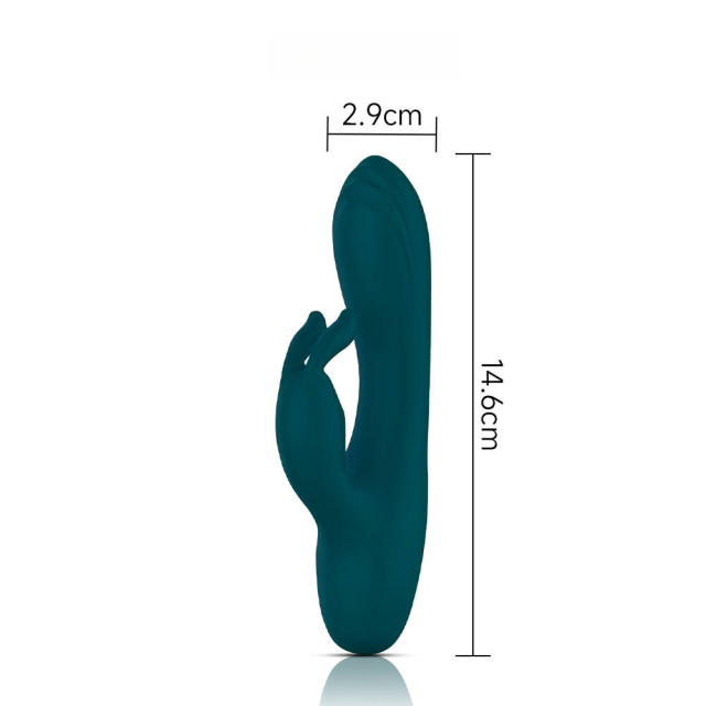 5.79'' Green Rechargeable Waterproof Silicone Rabbit Vibrator – 10-Speed and Compact Dual-Stimulation Design
