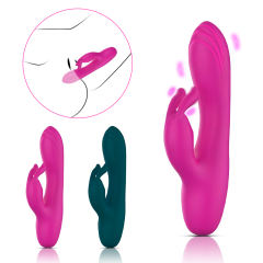 5.79'' Green Rechargeable Waterproof Silicone Rabbit Vibrator – 10-Speed and Compact Dual-Stimulation Design