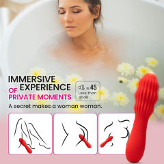 5.59'' Red Ripple Rechargeable Waterproof Silicone Vibrator – 10-Speed Thrusting Vibration and Textured Design