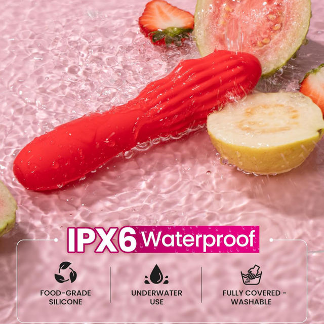 5.59'' Red Ripple Rechargeable Waterproof Silicone Vibrator – 10-Speed Thrusting Vibration and Textured Design
