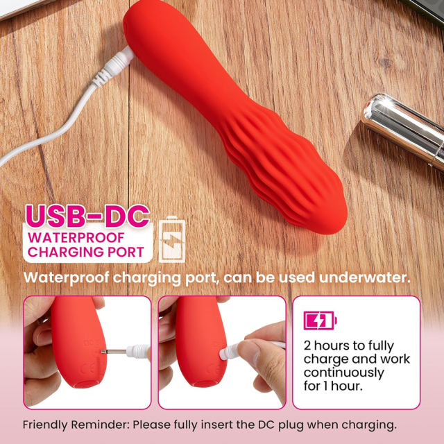 5.59'' Red Ripple Rechargeable Waterproof Silicone Vibrator – 10-Speed Thrusting Vibration and Textured Design