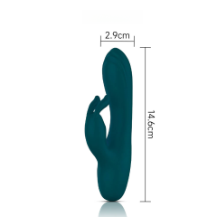 5.79'' Green Rechargeable Waterproof Silicone Rabbit Vibrator – 10-Speed and Compact Dual-Stimulation Design