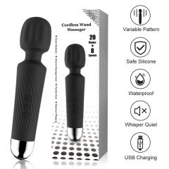 7.88'' Black Silicone U-Shaped Penis Vibrator for Men & Couples – 20-Speed Powerful Male Masturbator, Waterproof & Rechargeable
