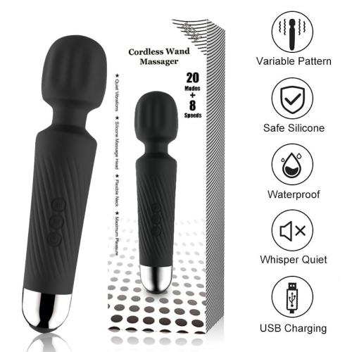 7.88'' Black Silicone U-Shaped Penis Vibrator for Men & Couples – 20-Speed Powerful Male Masturbator, Waterproof & Rechargeable