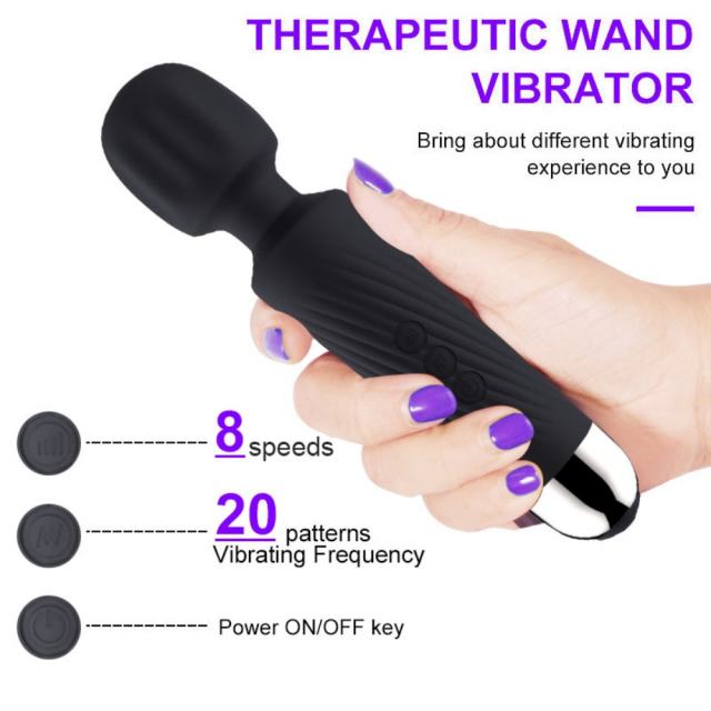 7.88'' Black Silicone U-Shaped Penis Vibrator for Men & Couples – 20-Speed Powerful Male Masturbator, Waterproof & Rechargeable