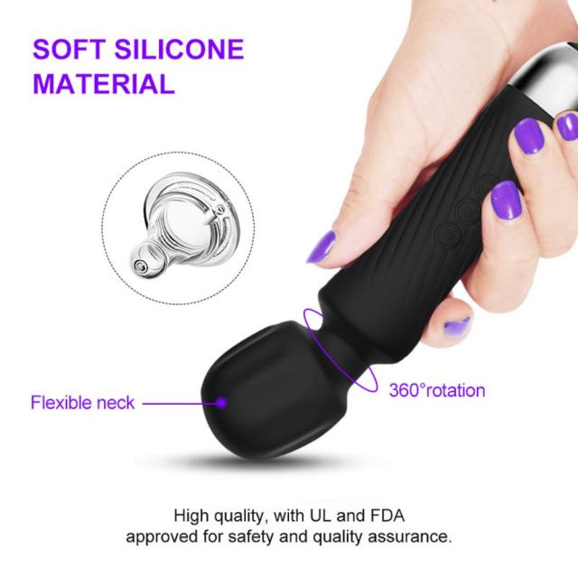 7.88'' Black Silicone U-Shaped Penis Vibrator for Men & Couples – 20-Speed Powerful Male Masturbator, Waterproof & Rechargeable