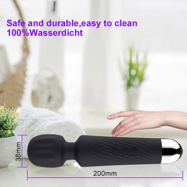 7.88'' Black Silicone U-Shaped Penis Vibrator for Men & Couples – 20-Speed Powerful Male Masturbator, Waterproof & Rechargeable